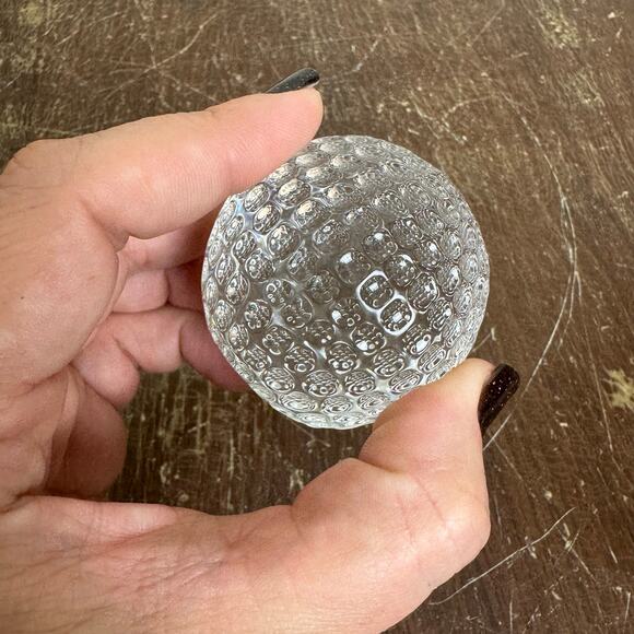Vintage Solid Clear Glass Dimpled Golf‎ Ball 2 1/2" Paperweight - Picture 5 of 8